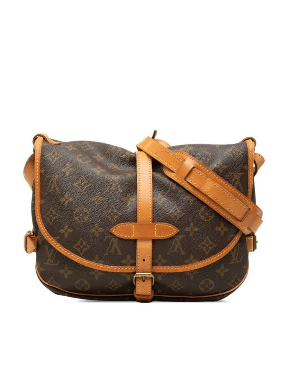 Louis Vuitton Monogram Saumur 30 Crossbody Shoulder Bag Brown Leather